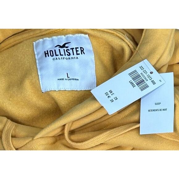 hollister Sleep mustard yellow Embroidered Logo pullover hoodie size L - Picture 4 of 6